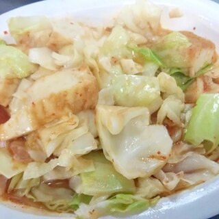 レンジで簡単一品！厚揚げとキャベツのピリ辛中華蒸し